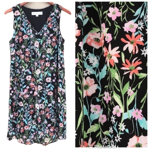 Emma & Michele Dresses & Skirts - Emma & Michele Floral Ruffle Front Sleeveless Dress Black Medium